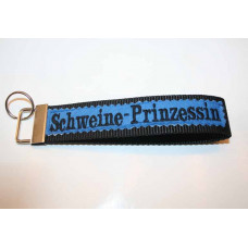 Schlüssel-Anhänger / Schweine-Prinzessin/ Blau